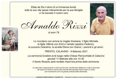 necrologi rizzi oggi arnaldo riva garda